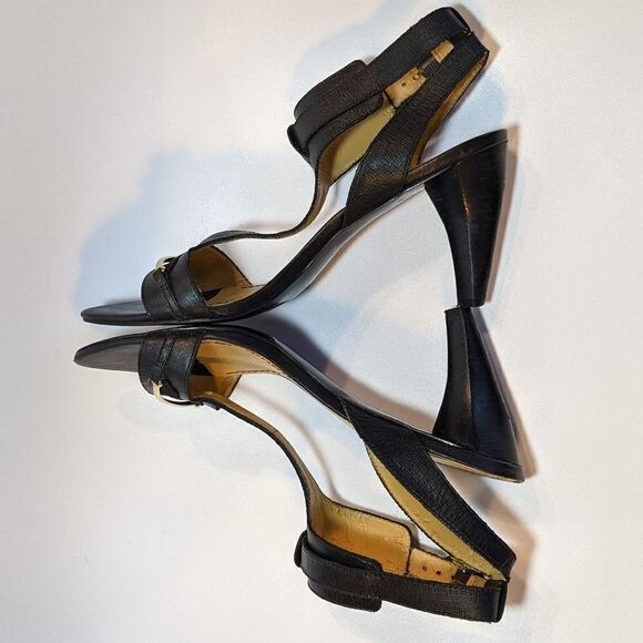 NINE WEST black t straps heels sandals size 8 - Picture 4 of 11